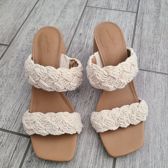 Universal Thread Women's Sandals Braided Block Heel Slip-On Natural Cream size 9 - Picture 4 of 12